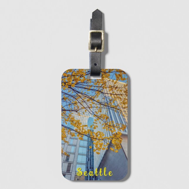 Etiqueta Para Maletas Seattle Cityscape Vibrant Autumn (Anverso vertical)