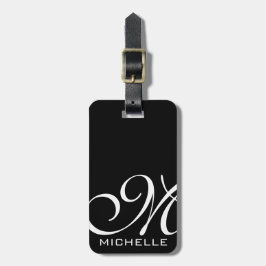 Etiqueta Para Maletas Secuencia de comandos en negro monogramada