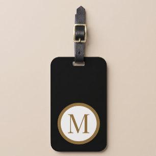 Etiqueta Para Maletas Sello central personalizado negro y dorado