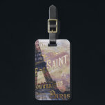 Etiqueta Para Maletas Sello francés vintage y Torre Eiffel<br><div class="desc">Etiqueta francesa vintage y collage de la Torre Eiffel en púrpura y dorado</div>