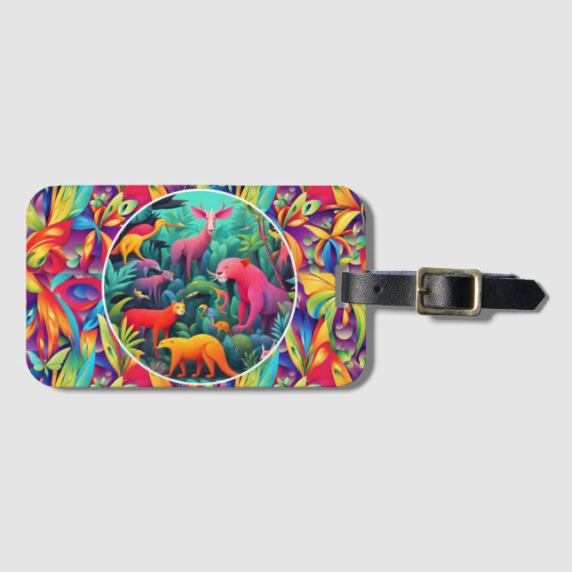 Etiqueta Para Maletas Selva Animal (Anverso horizontal)