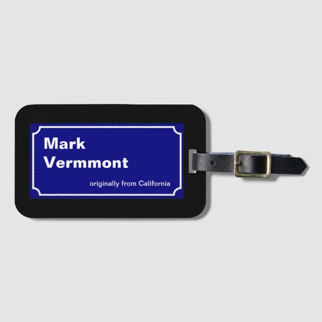 Etiqueta Para Maletas señal de calle azul personalizada (Anverso horizontal)