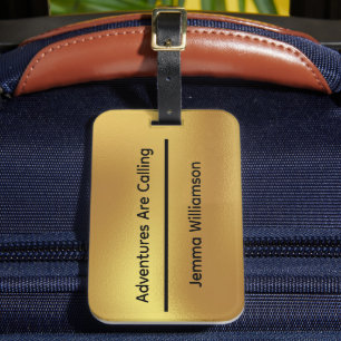 Etiqueta Para Maletas Sencillo Elegante Falso Oro Nombre Personalizado T