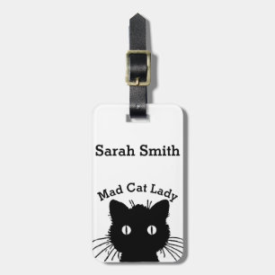 Etiqueta Para Maletas Señora enojada gato negro Personnalised del gato