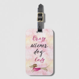 Etiqueta Para Maletas Señora loca Luggage Tag del perro de la salchicha