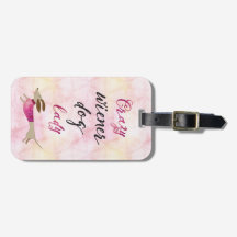Señora loca Luggage Tag del perro de la salchicha