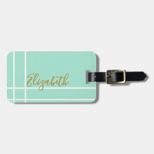 Etiqueta Para Maletas Señoras nombre personalizado minimalista verde men