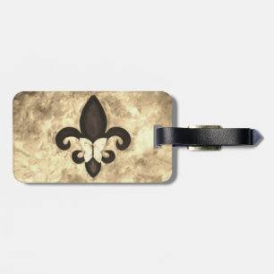 Etiqueta Para Maletas Sepia Butterfleur Tan Mariposa en la Flor de Lis