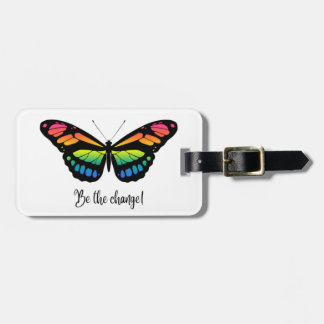 Etiqueta Para Maletas Ser el cambio - diseño de mariposa