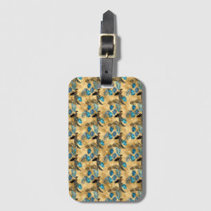 Etiqueta Para Maletas Serie Leopardo Azul y Dorado Diseño 7