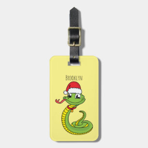 Etiqueta Para Maletas Serpiente verde suave con personalizado de sombrer