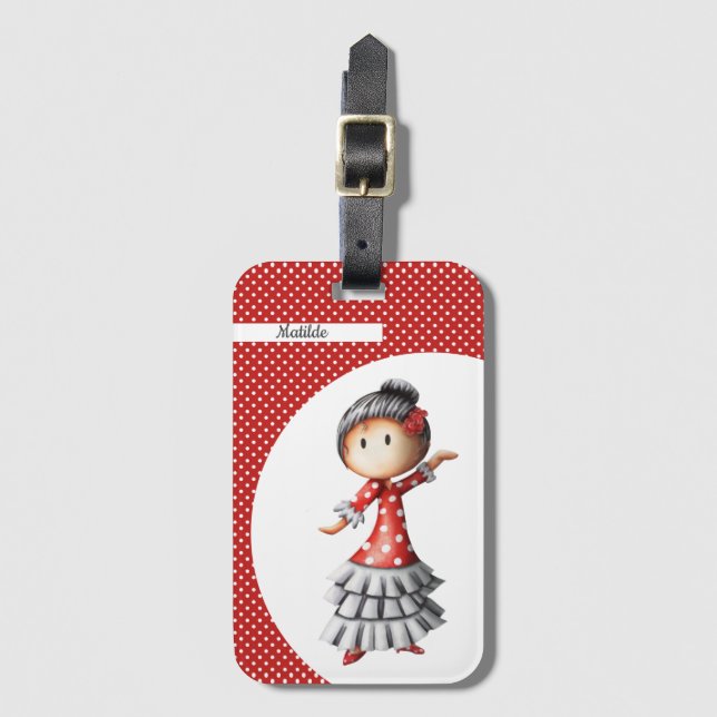 Etiqueta Para Maletas Sevillana personalizada Flamenco Dancer Español (Anverso vertical)