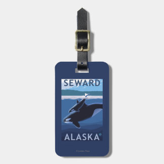 Etiqueta Para Maletas Seward, AlaskaOrca y escena del becerro