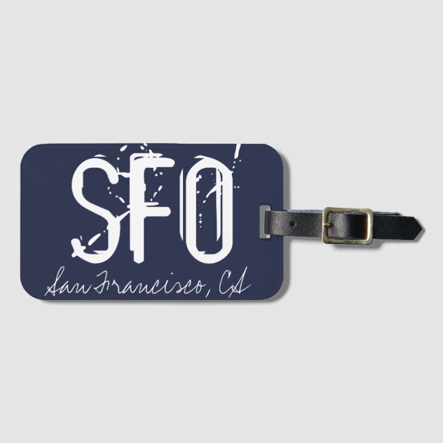 Etiqueta Para Maletas SFO San Francisco Blue (Anverso horizontal)