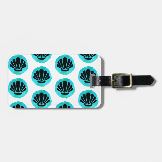 Etiqueta Para Maletas Shell verde azul (Frente Horizontal)