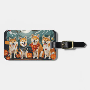 Etiqueta Para Maletas Shiba Inu Halloween Espeluznante