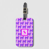 Shih Tzu Cute Dog Monograma de Silueta Rosa y Azul