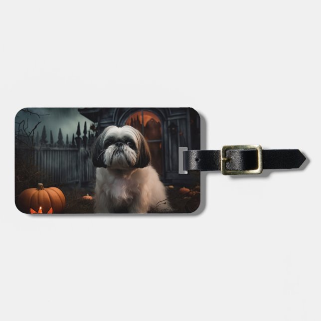 Etiqueta Para Maletas Shih Tzu Halloween Sasuy (Frente Horizontal)