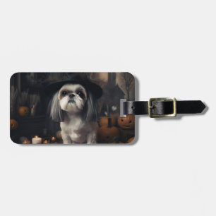 Etiqueta Para Maletas Shih Tzu Pumpkins Halloween Scary