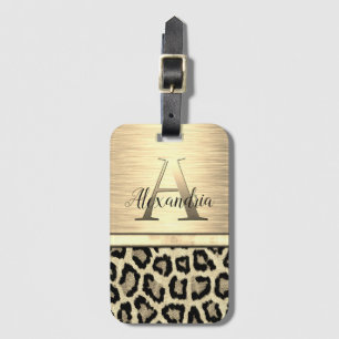Etiqueta Para Maletas Shimmery Gold Monogram Leopard