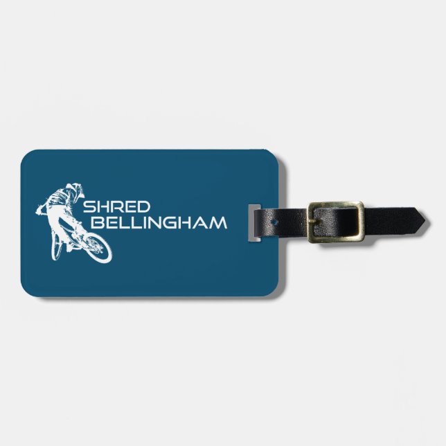Etiqueta Para Maletas Shred Bellingham Washington Mountain Biking (Frente Horizontal)