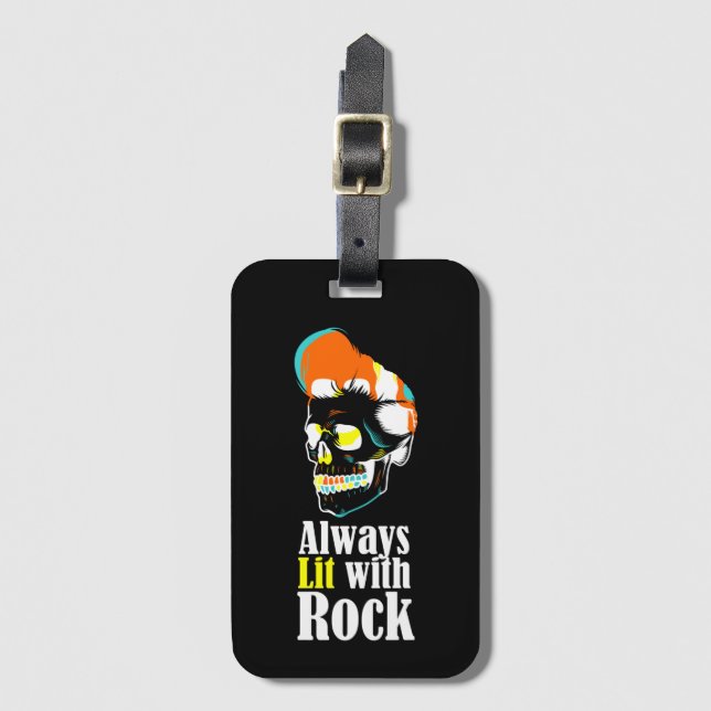 Etiqueta Para Maletas Siempre iluminado con rock (Anverso vertical)