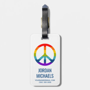 Etiqueta Para Maletas Signo de paz arcoiris