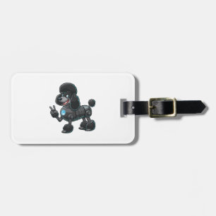 Etiqueta Para Maletas Signo de paz de Cyborg Poodle Robot