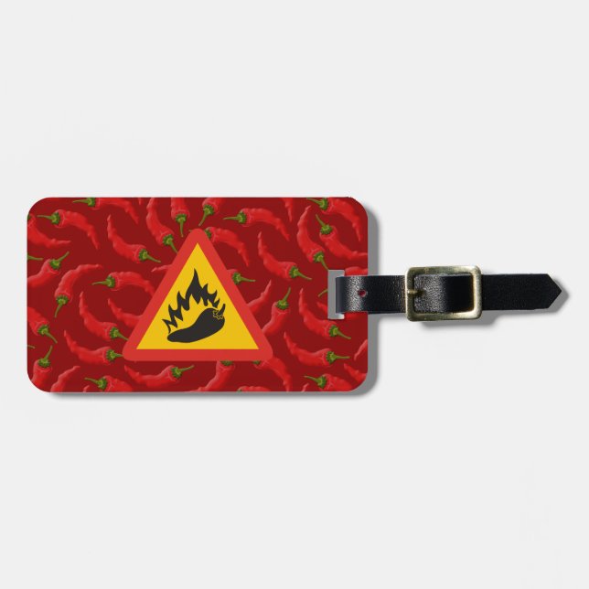 Etiqueta Para Maletas Signo de peligro de pimienta caliente (Frente Horizontal)