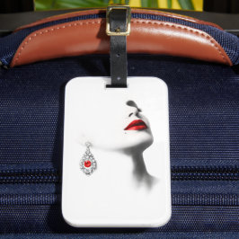 Etiqueta Para Maletas Silent Beauty – Monochrome Charcoal Art with Red 