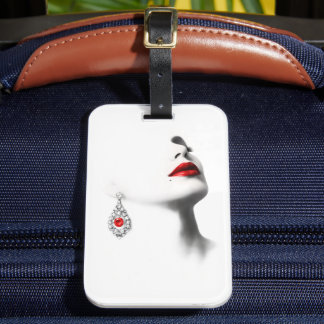 Etiqueta Para Maletas Silent Beauty – Monochrome Charcoal Art with Red 