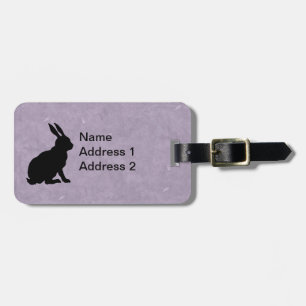 Etiqueta Para Maletas Silhouette Black Rabbit Easter Bunny Purple