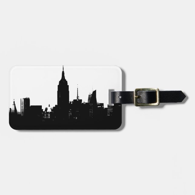 Etiqueta Para Maletas Silhouette Black White New York (Frente Horizontal)