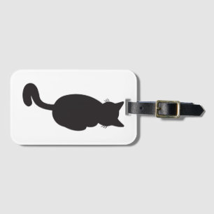 Etiqueta Para Maletas Silhouette de gato negro minimalista