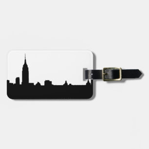 Etiqueta Para Maletas Silhouette de Nueva York en blanco y negro