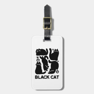 Etiqueta Para Maletas Silhouettes de gato negro - Diseño felino lindo