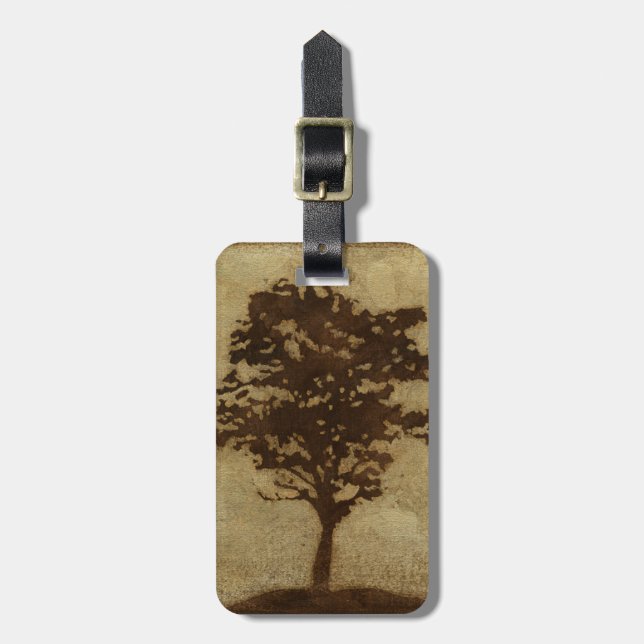 Etiqueta Para Maletas Silueta de árbol sobre fondo de bronce (Frente Vertical)
