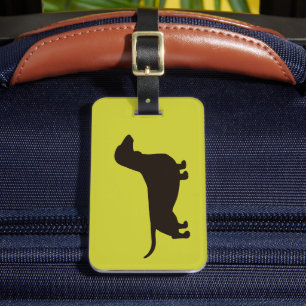Etiqueta Para Maletas Silueta de Dachshund en Verde (Color Personalizabl