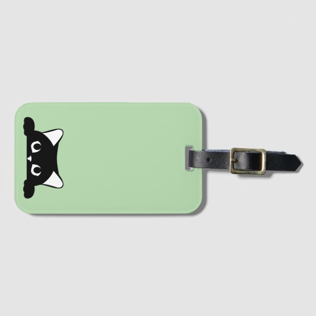 Etiqueta Para Maletas Silueta de gato divertida (Anverso horizontal)