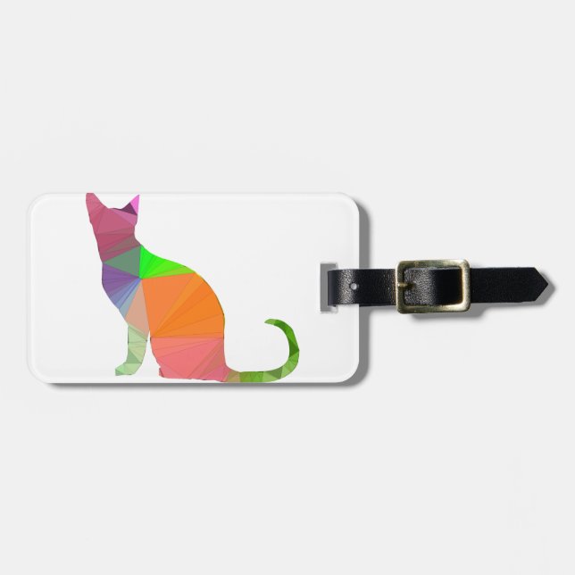 Etiqueta Para Maletas Silueta de gato Low Poly (Frente Horizontal)