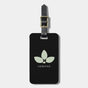 Etiqueta Para Maletas Silueta de hoja de laurel elegante sobre negro