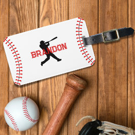 Etiqueta Para Maletas Silueta De Jugador De Béisbol Con Nombre Bolsa Dep