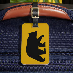 Etiqueta Para Maletas Silueta de Oso Negro con Texto Personalizable