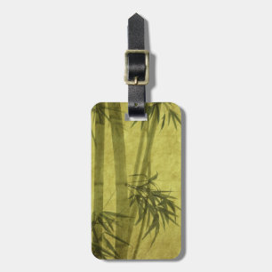 Etiqueta Para Maletas Silueta de ramas de un bambú en el papel