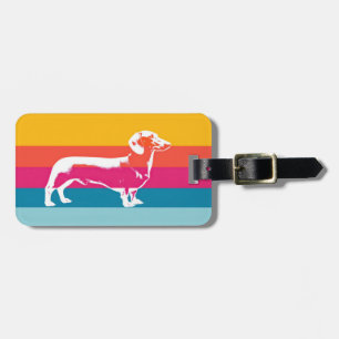Etiqueta Para Maletas Silueta Retro de Dachshund – Arte de Perro Pop Col