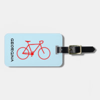 Silueta simple de bicicleta roja + nombre personal