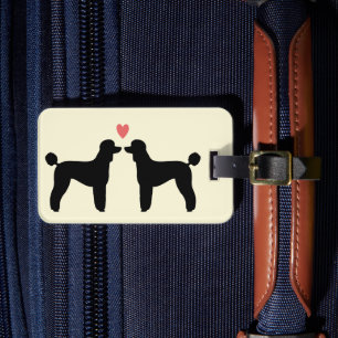 Etiqueta Para Maletas Siluetas de Caniche Estándar Negro con Corazón
