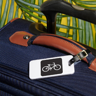 Etiqueta Para Maletas Símbolo de bicicleta minimalista en negro y blanco