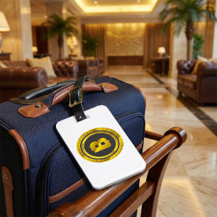 Etiqueta Para Maletas Símbolo de Bitcoin de oro Moneda digital