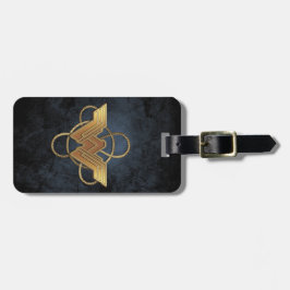 Etiqueta Para Maletas Símbolo de oro de mujer maravilla sobre lasso